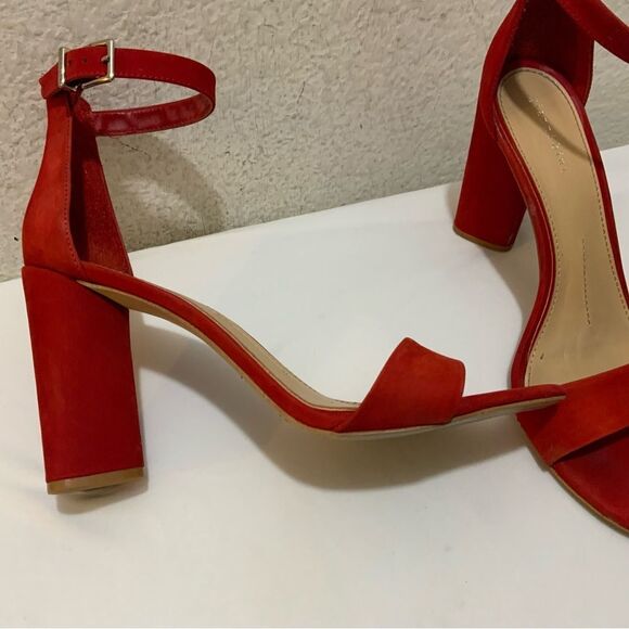 Gianni Bini Red Suede Ankle Strap Heel Sandals Size 10 - Picture 5 of 9